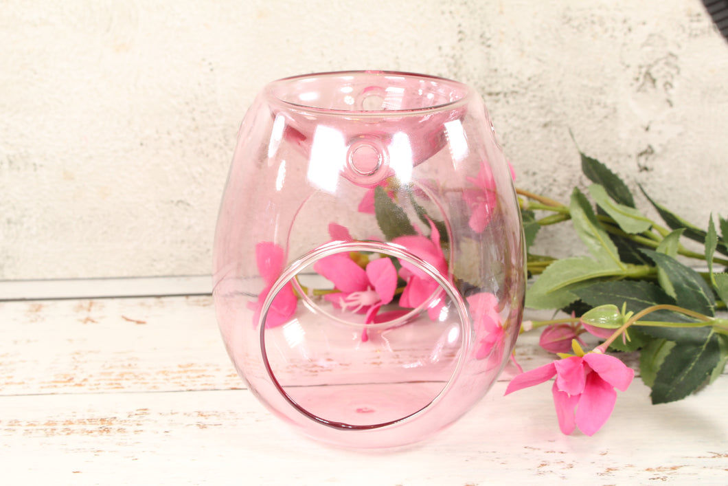 Luxury Pink Translucent Glass Wax burner and a pack of diamonds.